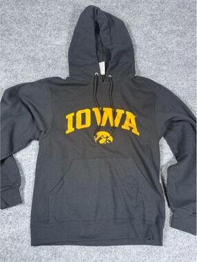 Jerzees Black Iowa Hoodie with Yellow Logo Small